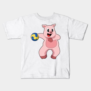 Pig Handball player Handball Kids T-Shirt